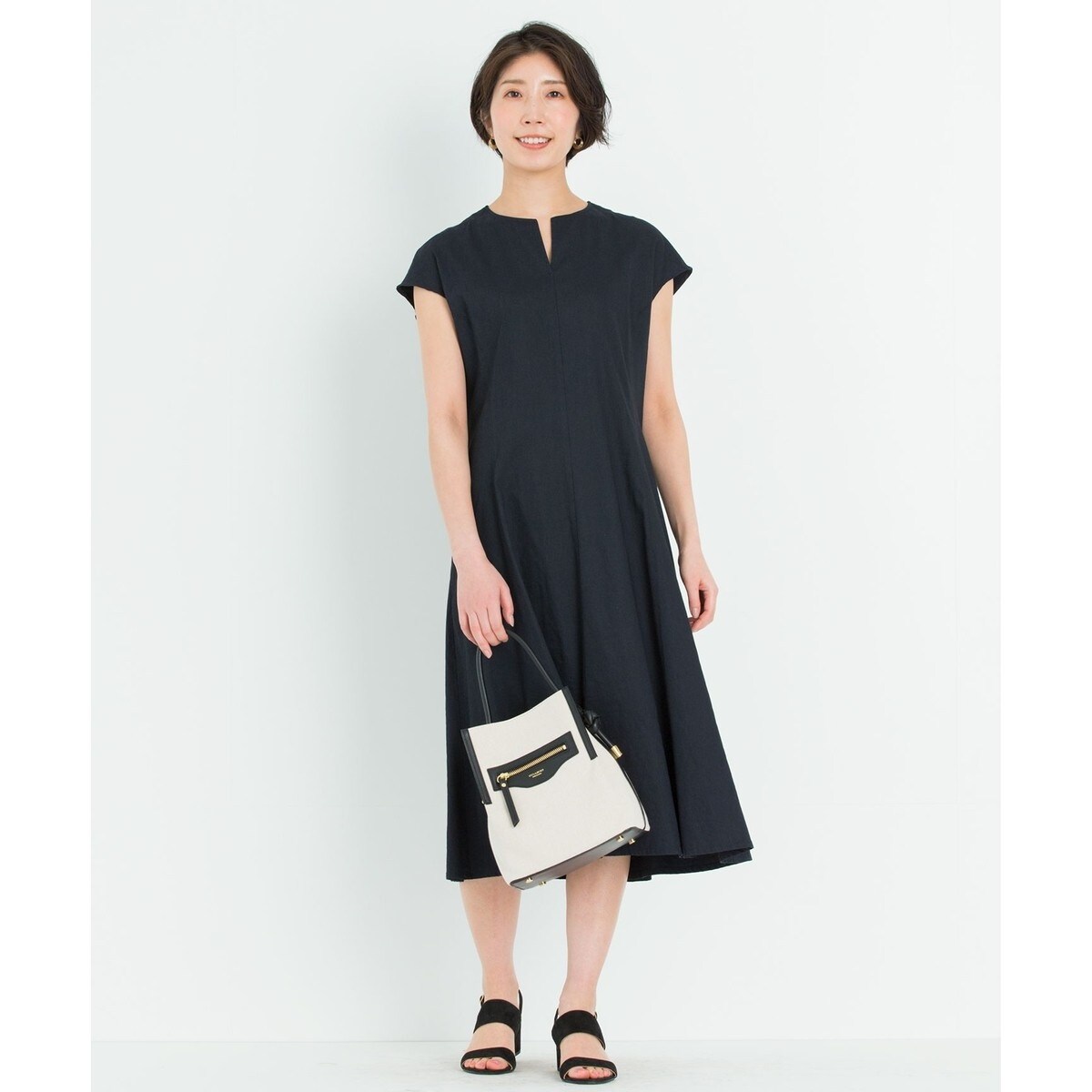 【美品】23区 洗える リネン ヴィスコース ストレッチ ワンピース 麻 完売品 洗える】リネンヴィスコースストレッチ ワンピース | 23区(23KU