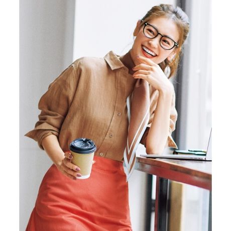 20代 ファッション 【23区】LIBECO 麻100% ショート丈 スキッパー  