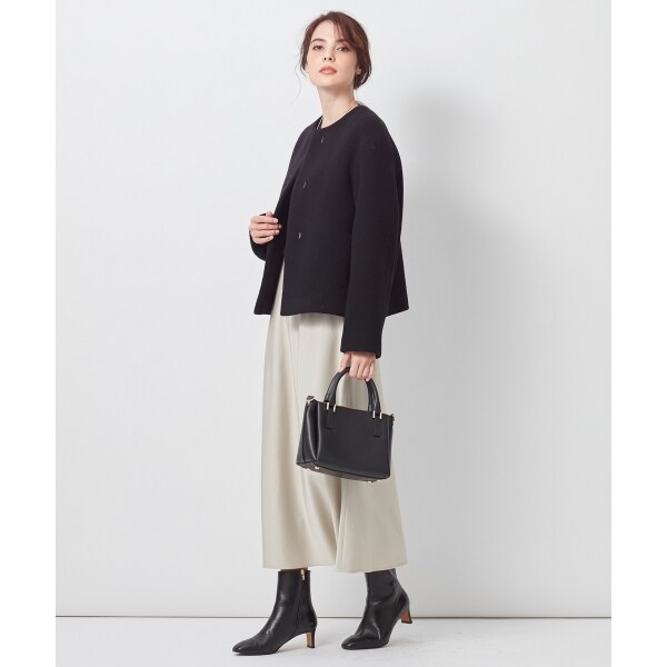 マガジン掲載】ダブルクロスベロアノーカラーショートコート（番号