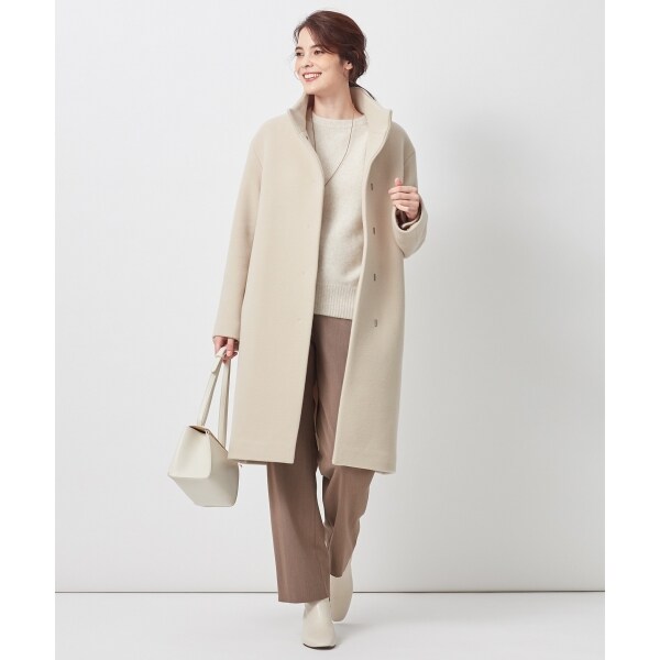 中村アンさん着用】ダブルクロスベロアスタンドカラー コート（番号