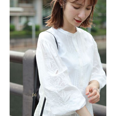 大きいサイズ48＊23区 ヴィンテージボタニカル トップス＊自由区ICB  