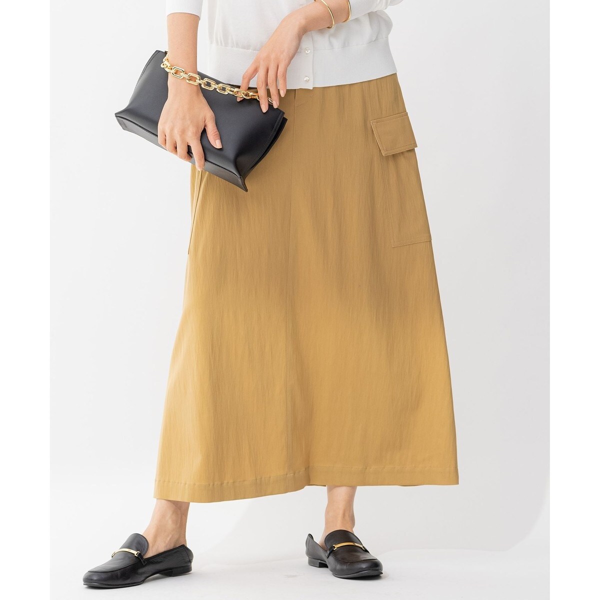 いよっち様用　23区 キュプラナイロンストレッチ スカート カーキ40美品 BAILA 掲載】キュプラナイロンストレッチ スカート | 23区(23KU