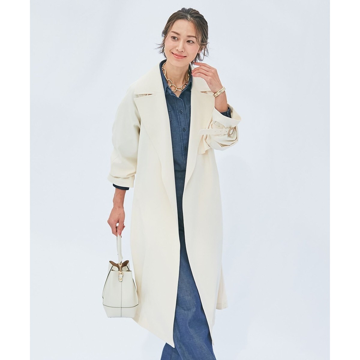 新品　23区 CanCam掲載　ポリエステルツイルストレッチ トレンチコート CanCam掲載】ポリエステルツイルストレッチ トレンチコート | 23