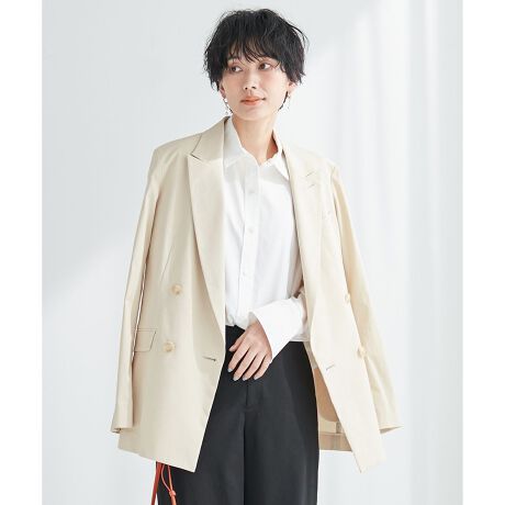 コットンリネンストレッチダブルブレスト ジャケット | 23区(23KU 