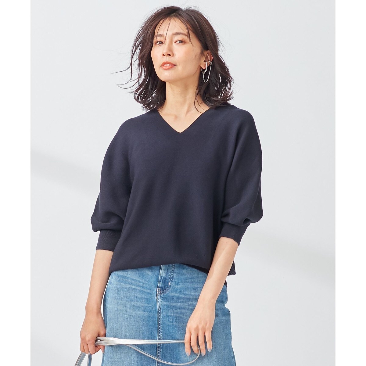 【SALE／10%OFF 洗える】ホールガーメント Vネック 23区(23KU | ニット 5分袖 ニット/セーター