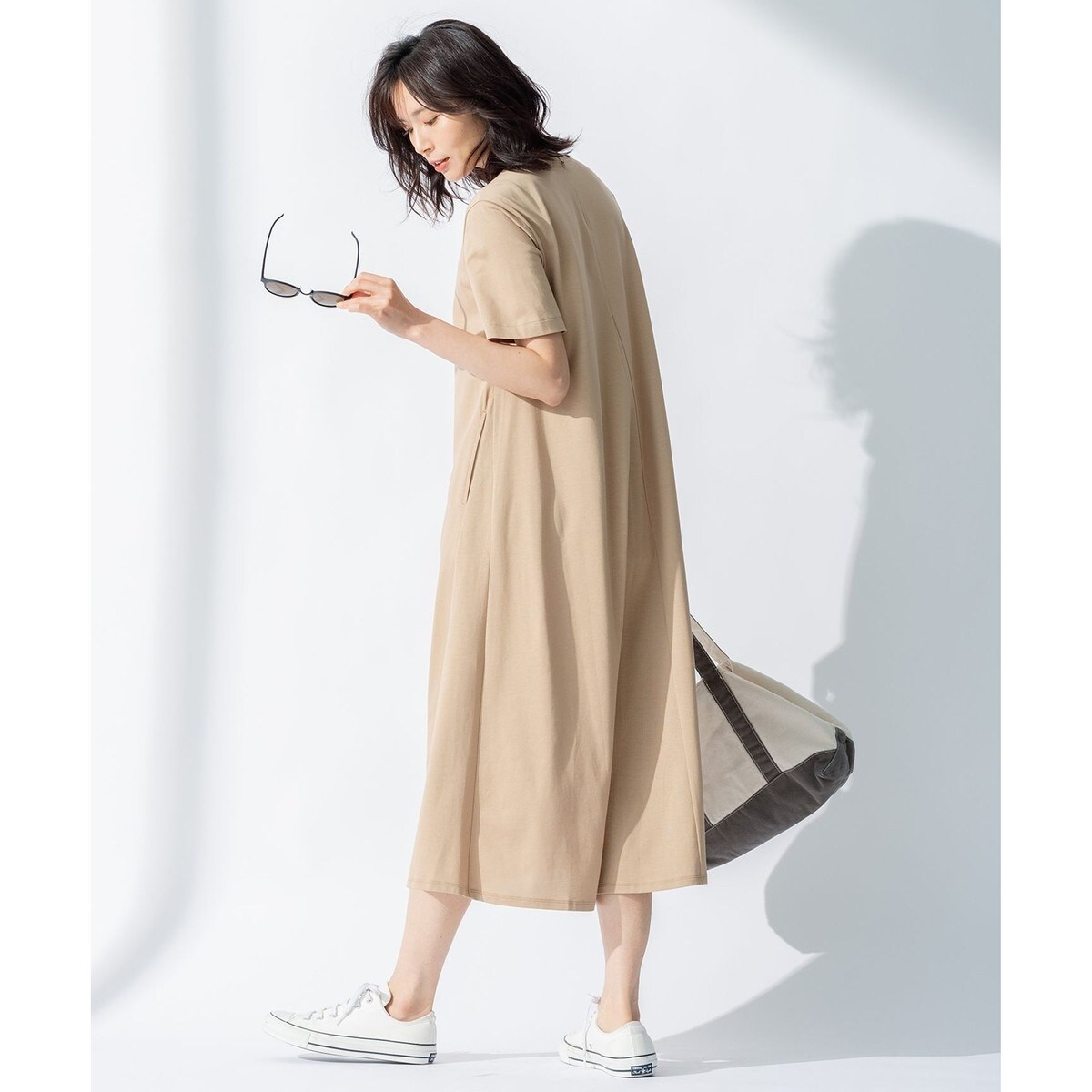 23区 23SS ペルーコットンカットソーワンピース ブルー 洗える】ペルーコットン カットソー ワンピース | 23区(23KU