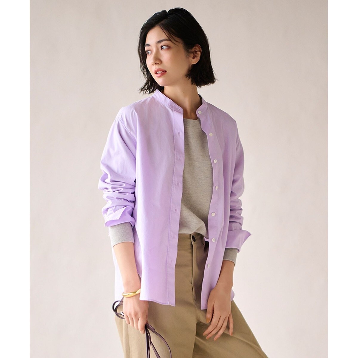 美品23区L48【CLASSY掲載】CANCLINI バンドカラー シャツ大きい trim_ofcrs_item7909673e32b911e