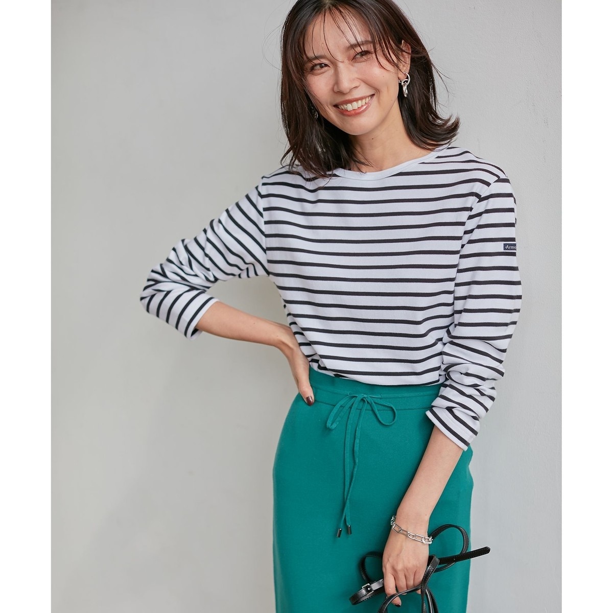 新品【23区】Armor-lux スムースボーダー クロップドカットソー iCB 新品【23区】Armor-lux スムースボーダー クロップドカットソー iCB