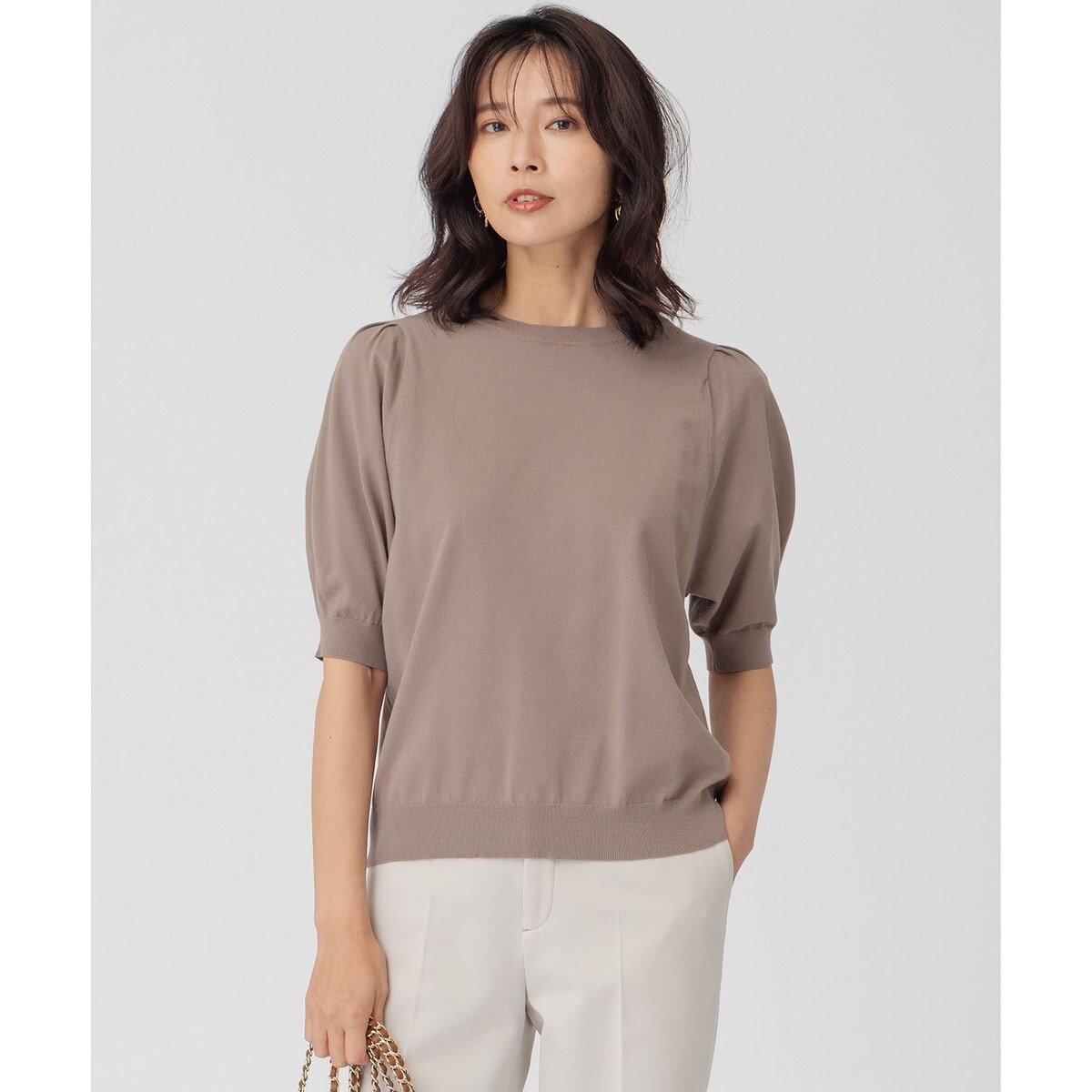 ヴィスコースストレッチ パフスリーブ 半袖 ニット | 23区(23KU