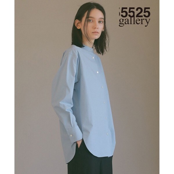 美品 23区 5525gallery コットンタイプライター バンドカラーシャツ 23区 | 5525gallery】コットンタイプライター バンドカラー