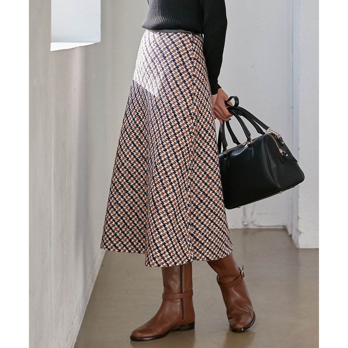 ループヤーン チェック ツイード セミフレアスカート | 23区(23KU