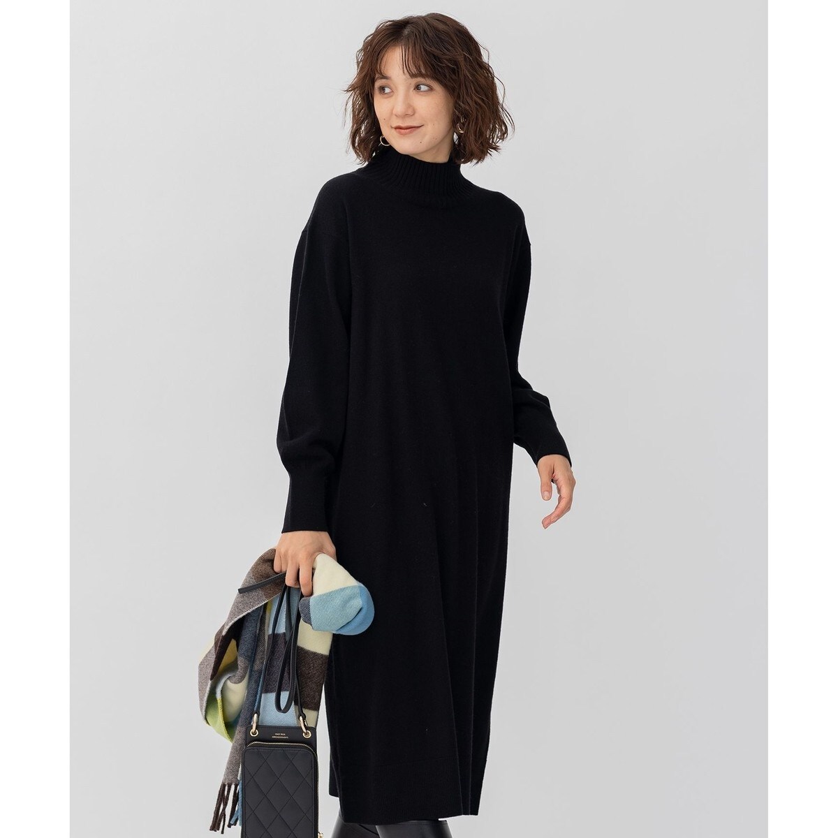 CLASSY.12月号掲載】】ウールカシミヤブレンド ハイネック ワンピース
