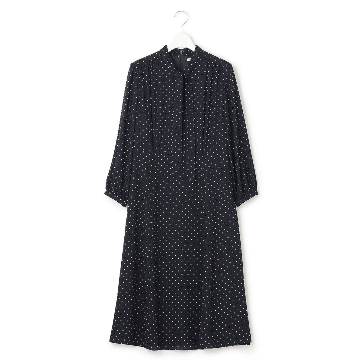 23SS♡23区 洗える トライアングルプリント ボウタイ ワンピース リボン 洗える】トライアングルプリント ボウタイ ワンピース | 23区