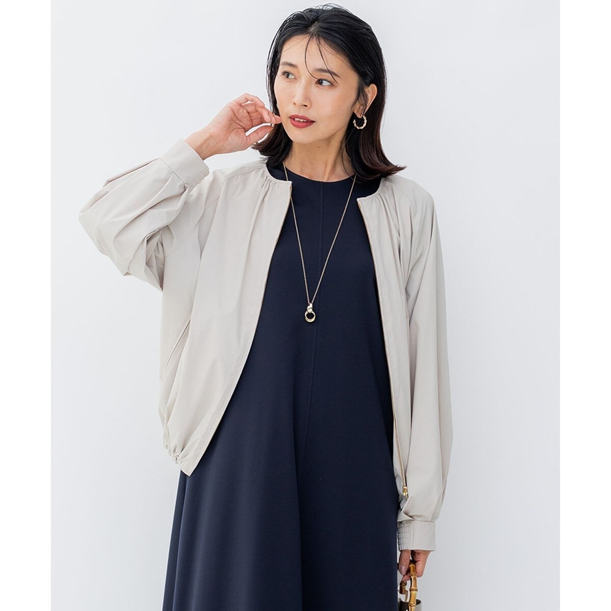 23区 ナイロン2WAYストレッチ ノーカラー ブルゾン ナイロン2WAYストレッチ ノーカラー ブルゾン