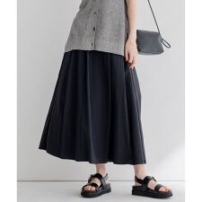 【洗える】マットナイロンタフタ タック スカート