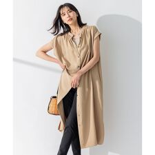 【前後着用可能】フィブリルツイル ギャザー ワンピース