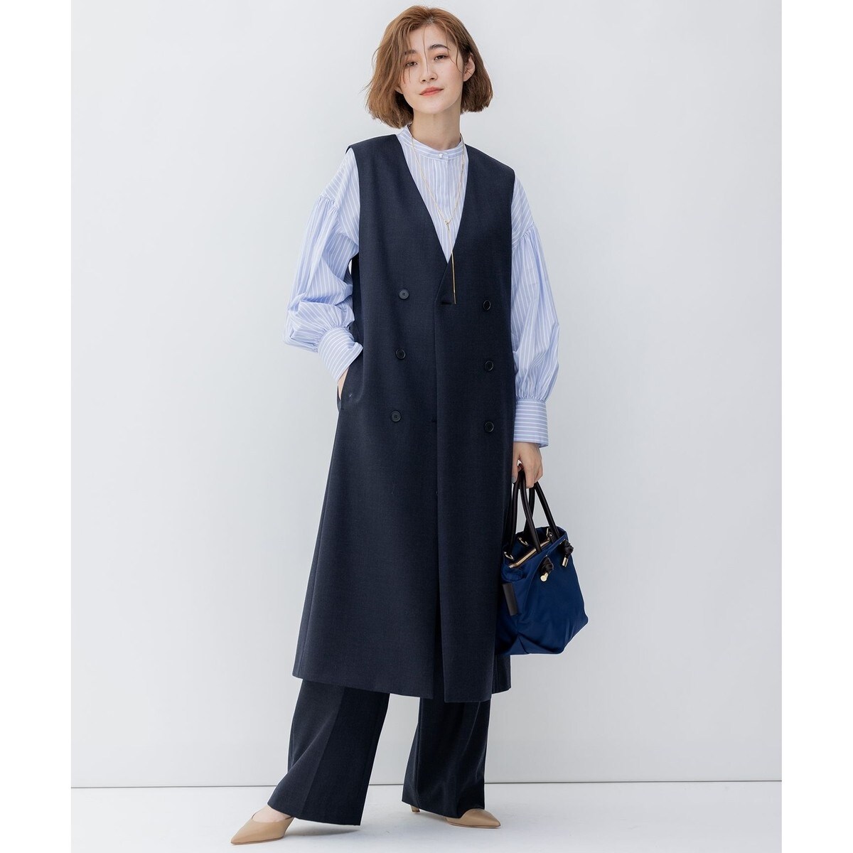 ウーステッドウールツイル ロング ジレ | 23区(23KU) | マルイウェブ