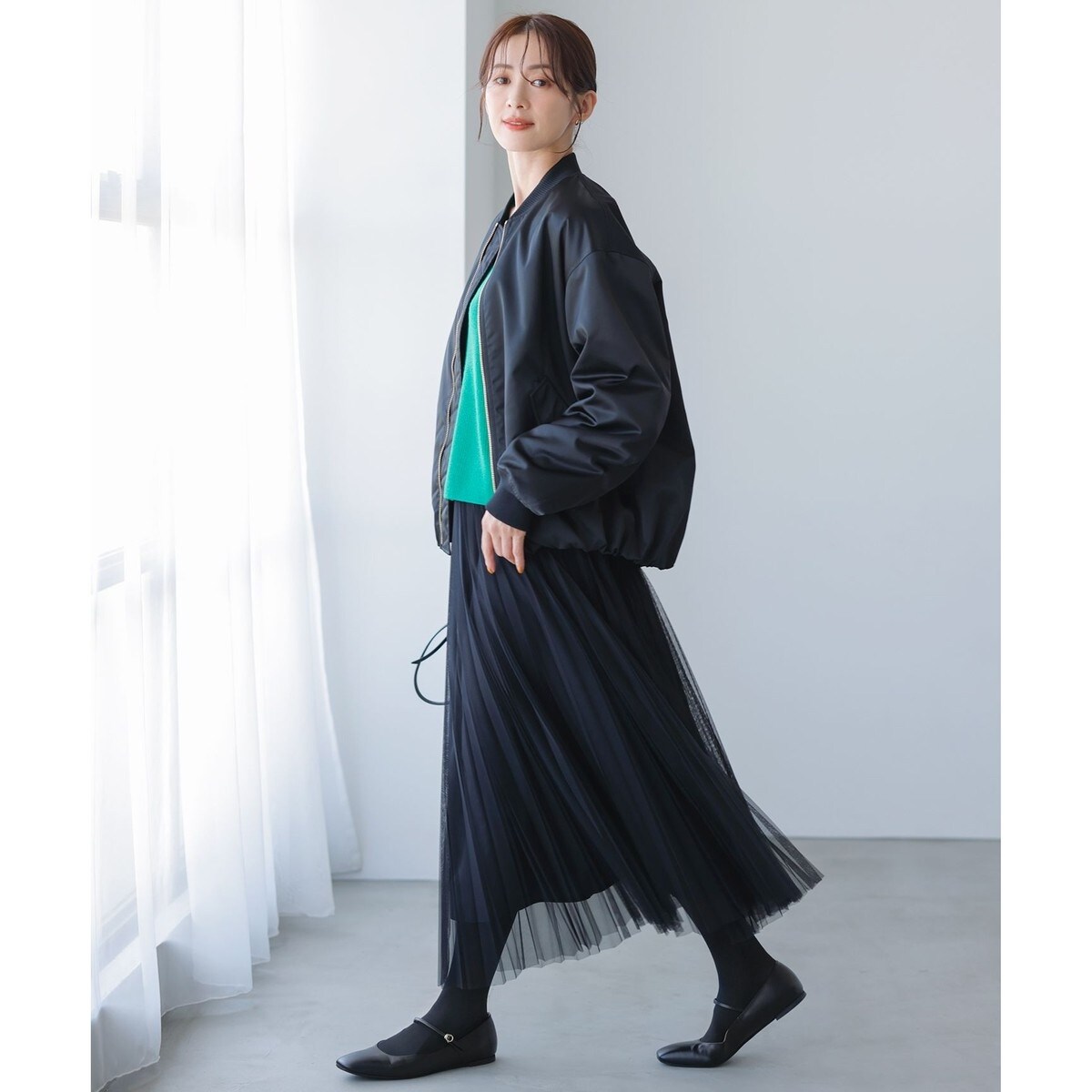 23区　ヴィンテージナイロンツイル　MA-1 ブルゾン　ブラック　38 ヴィンテージナイロンツイル MA－1 ブルゾン（CMWOSW0422