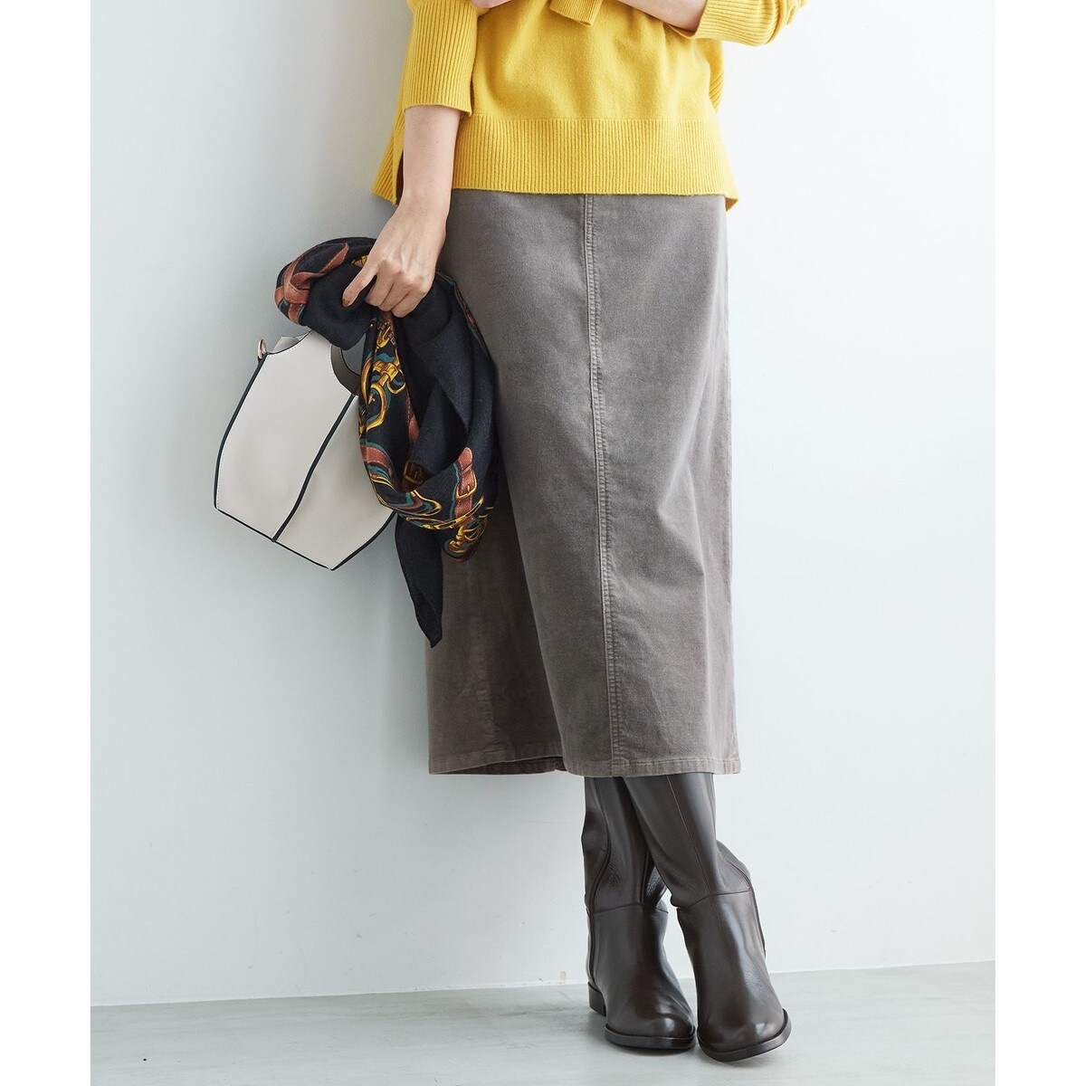 洗える】23区DENIM ベルベットストレッチ Aライン スカート | 23区