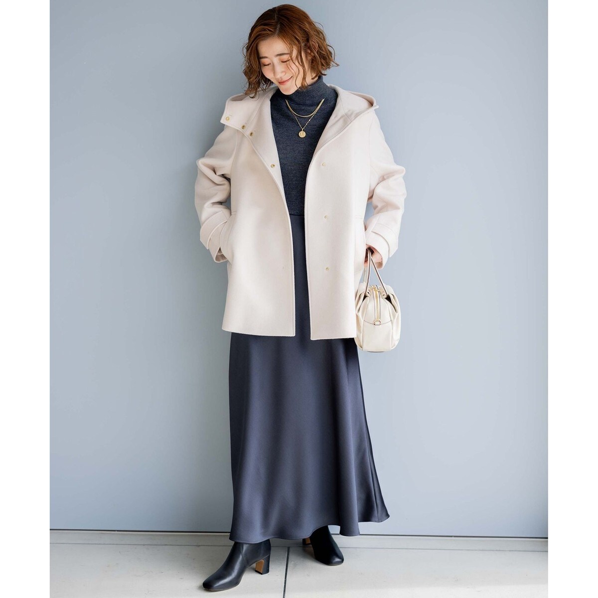 23区ウールカシミヤビーバー フード付き ショートコート38 CLASSY.1月号掲載】ウールカシミヤビーバー フード付き ショート