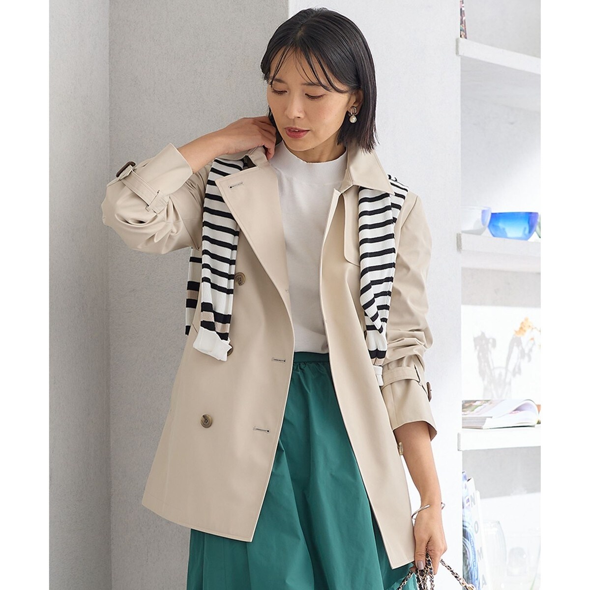 コットンポリエステルギャバジン ショート トレンチコート | 23区(23KU