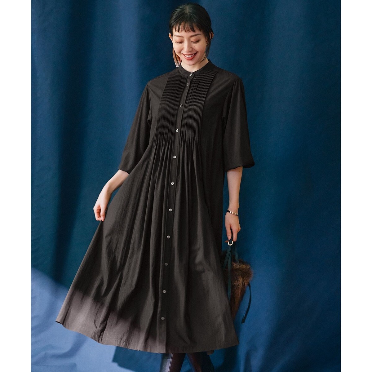 洗える】レーヨンソフトツイル ロングシャツ ドレス | 23区(23KU