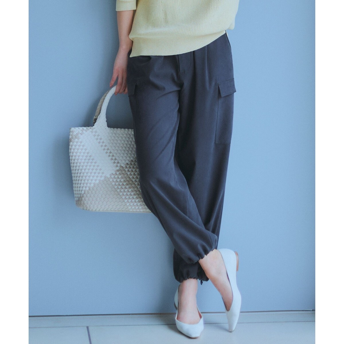 23区【Oggi4月号掲載/洗える】シルキーストレッチ パラシュートパンツ Oggi4月号掲載/洗える】シルキーストレッチ パラシュートパンツ