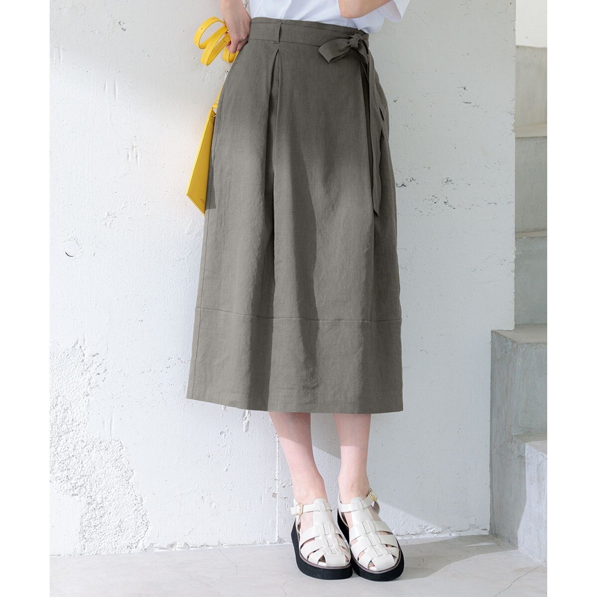 新品未使用　23区　リネンレーヨンストレッチ フレア スカート　麻 リネン 23区 スカート 「セットアップ対応」リネンレーヨンストレッチ