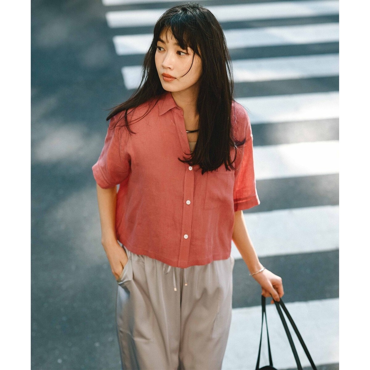 23区❤️LIBECO リベコ 麻 リネン ☆Vネック☆トップス☆カットソー 23区 - 23区 LIBECO リネン ギンガム チェック シャツ ブルー 38