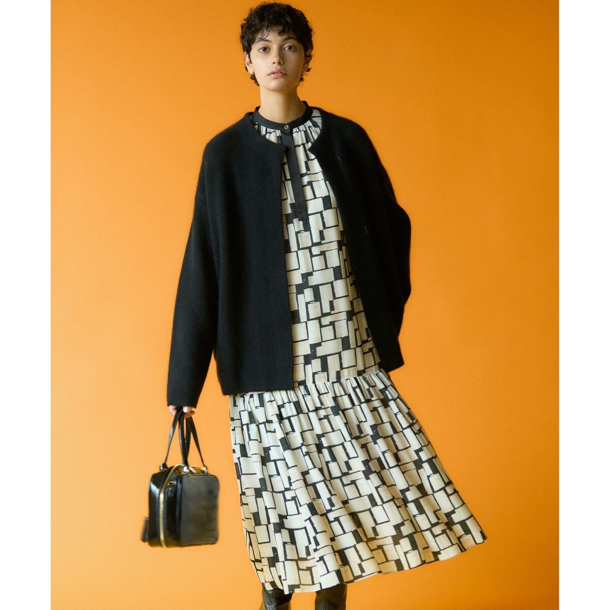 23区　コラージュプリント　ワンピース 23区｜【洗える】Ratti コラージュプリント ワンピース