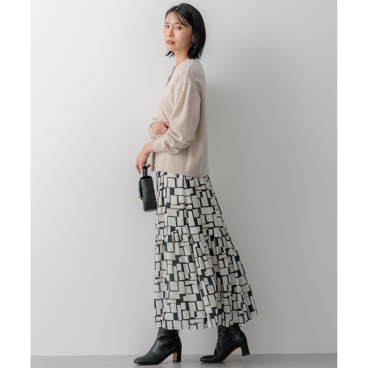 洗える】ARGENTIコラージュプリント ティアードスカート | 23区(23KU