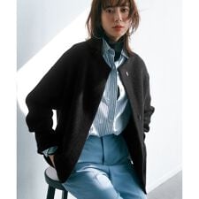 【CLASSY.11月号掲載/洗える】ラクーンブレンドダブルフェイス ニットカーディガン