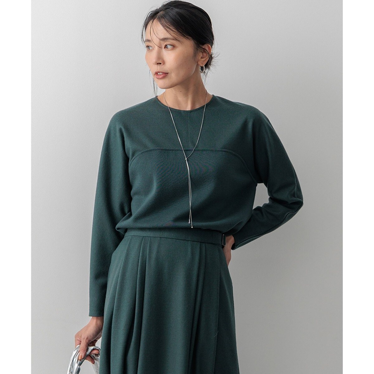 洗える】ウールミルドジャージー ビスチェライクコンビ カットソー