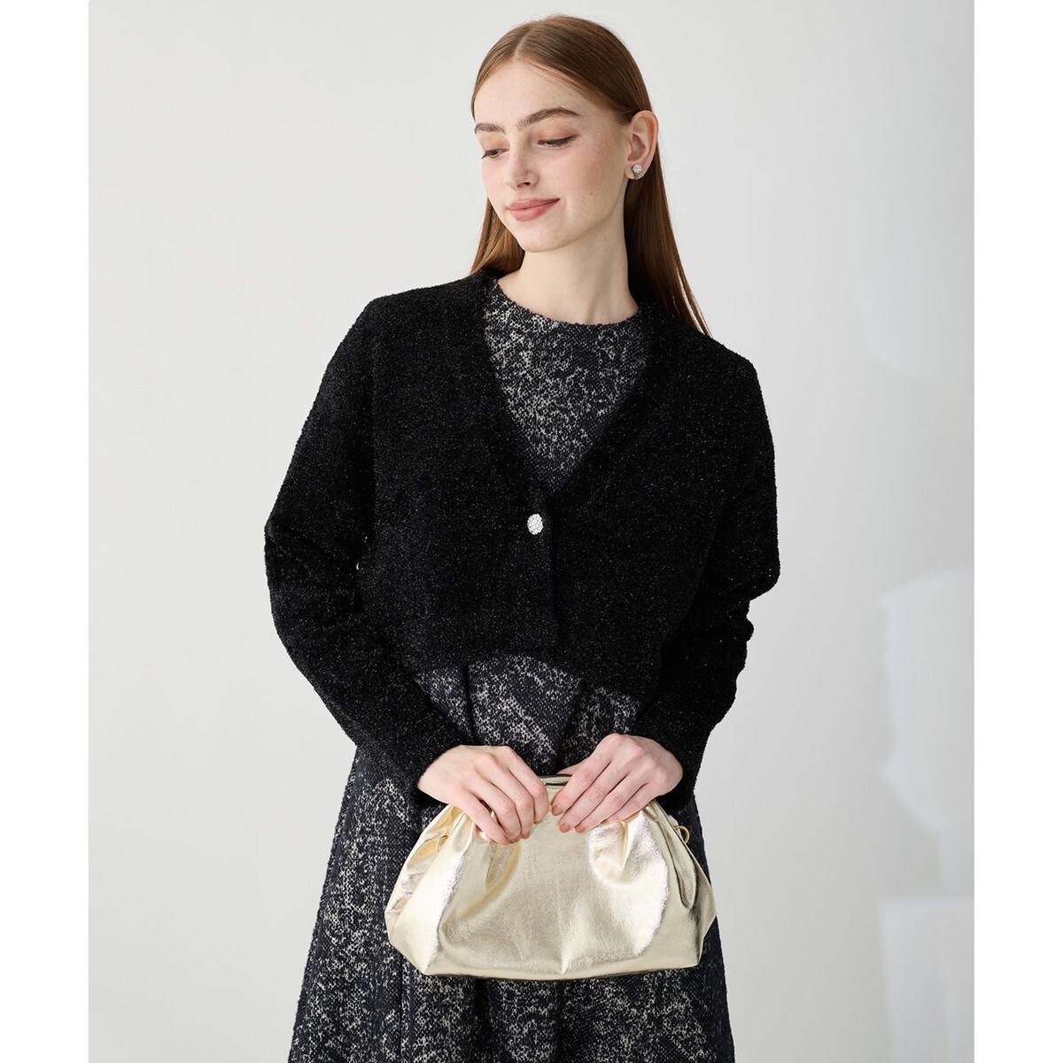 大きいサイズ44＊23区 杏さん ミニブークレニットジャケット＊自由区