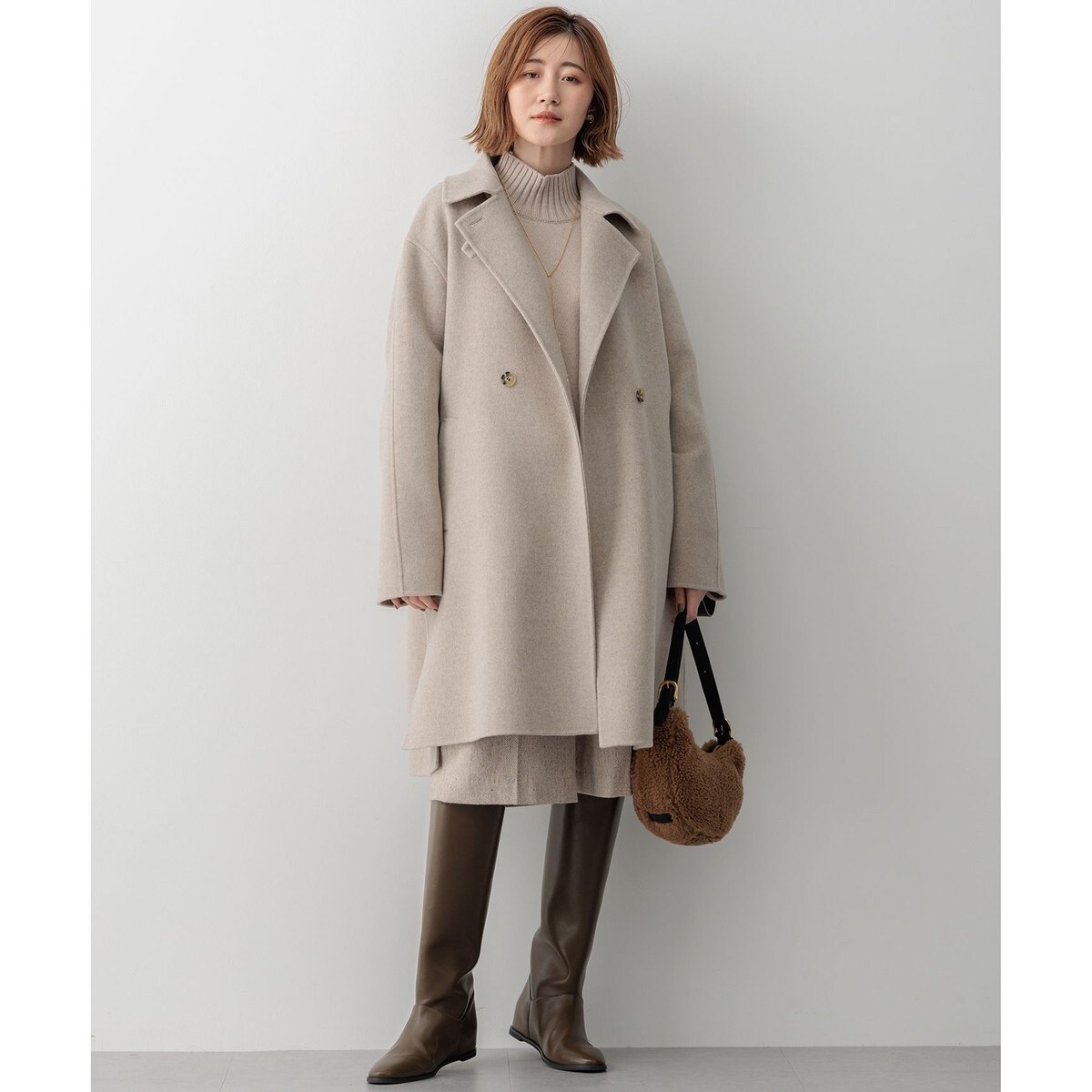 新品✨23区　MANTECO　ロングリバーコート　ピンク　46　大きいサイズ ご専用✨23区 リバーロングコート MANTECO ピンク 46 大きいサイズ