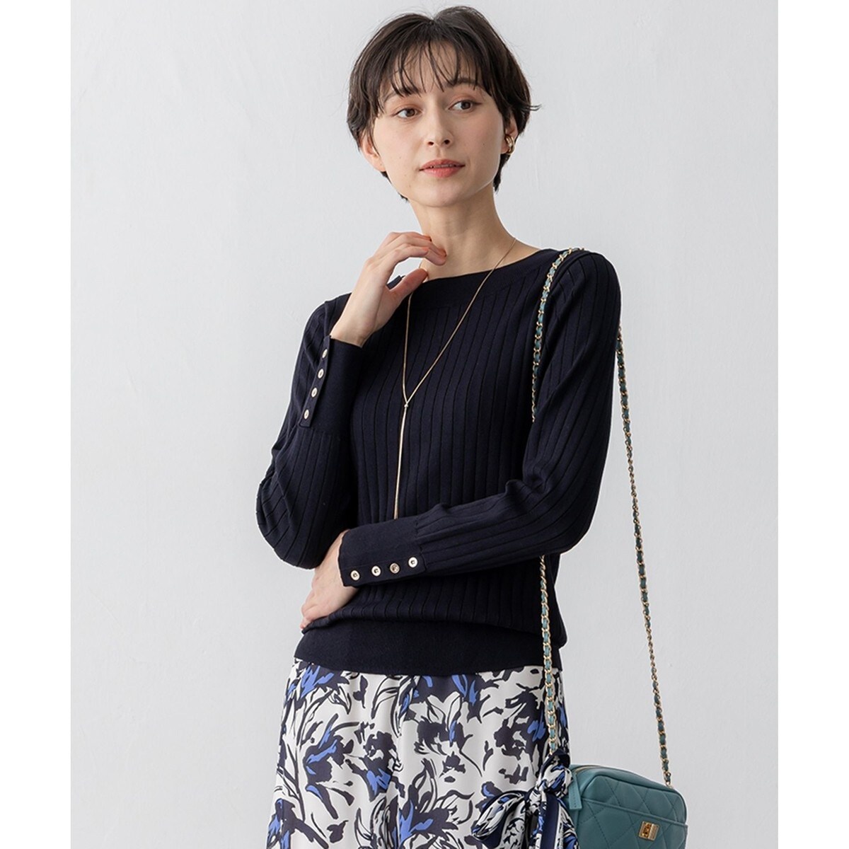 【新品】23区 洗える テンセルストレッチ ドルマンニット ネイビー 38 洗える】テンセルストレッチ ドルマン ニット / 23区