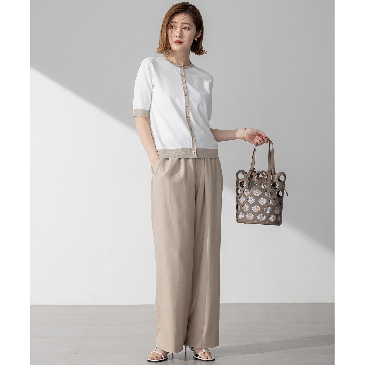 今期レーヨンポリエステルストレッチ 半袖 カーディガン WEB&一部店舗限定/洗える】レーヨンポリエステルストレッチ 半袖
