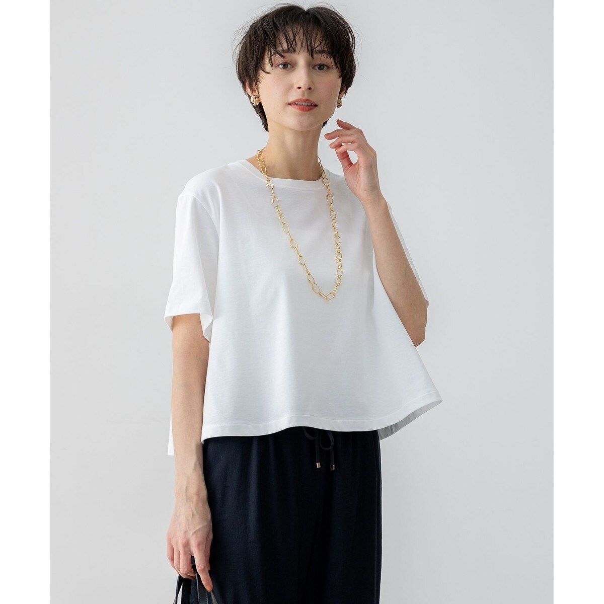 今期　スムースデザイン フレア Tシャツ セール】 【GLOW6月号掲載/汗じみ防止】スムースデザイン フレア