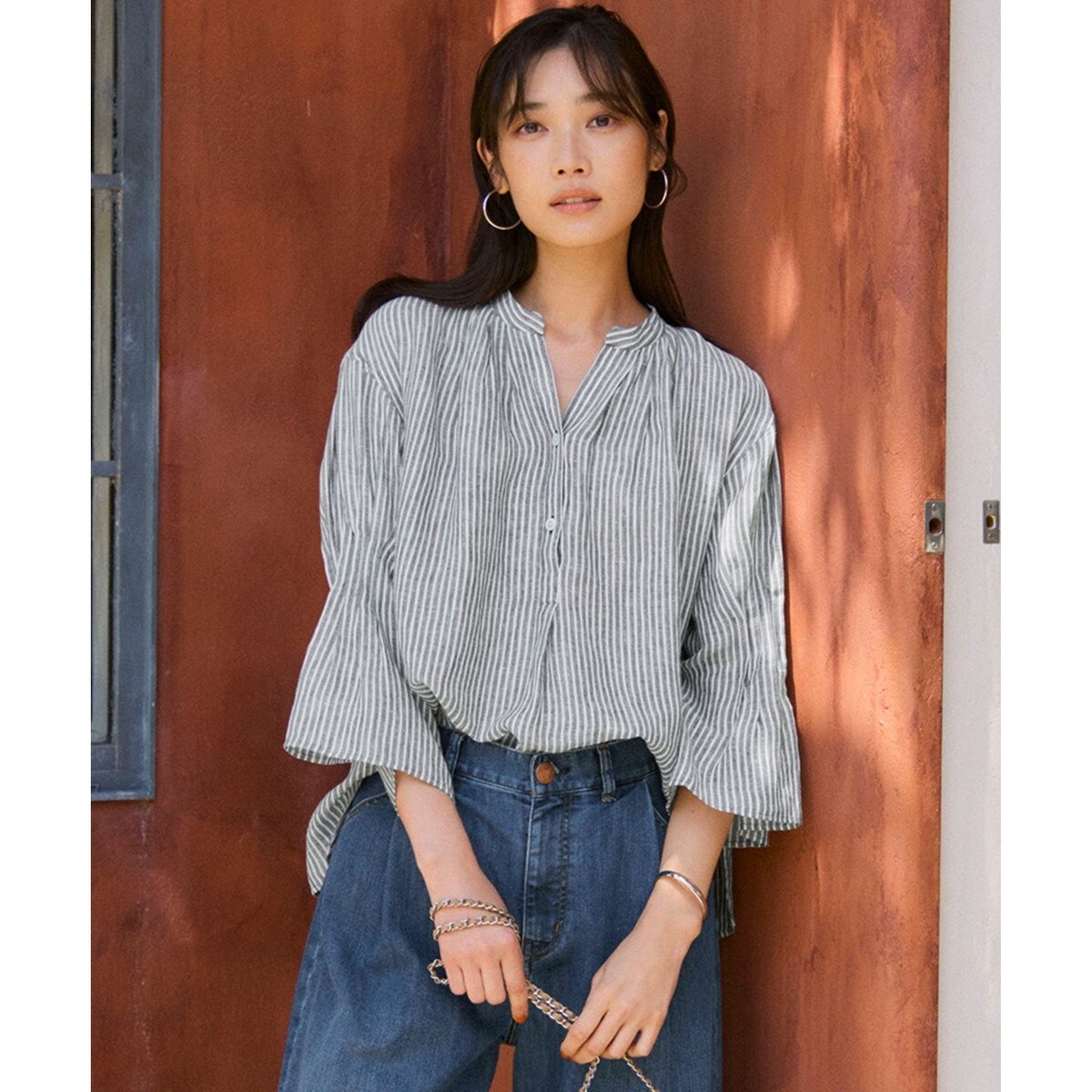Oggi4月号掲載/洗える】CANCLINI スキッパー シャツ | 23区(23KU