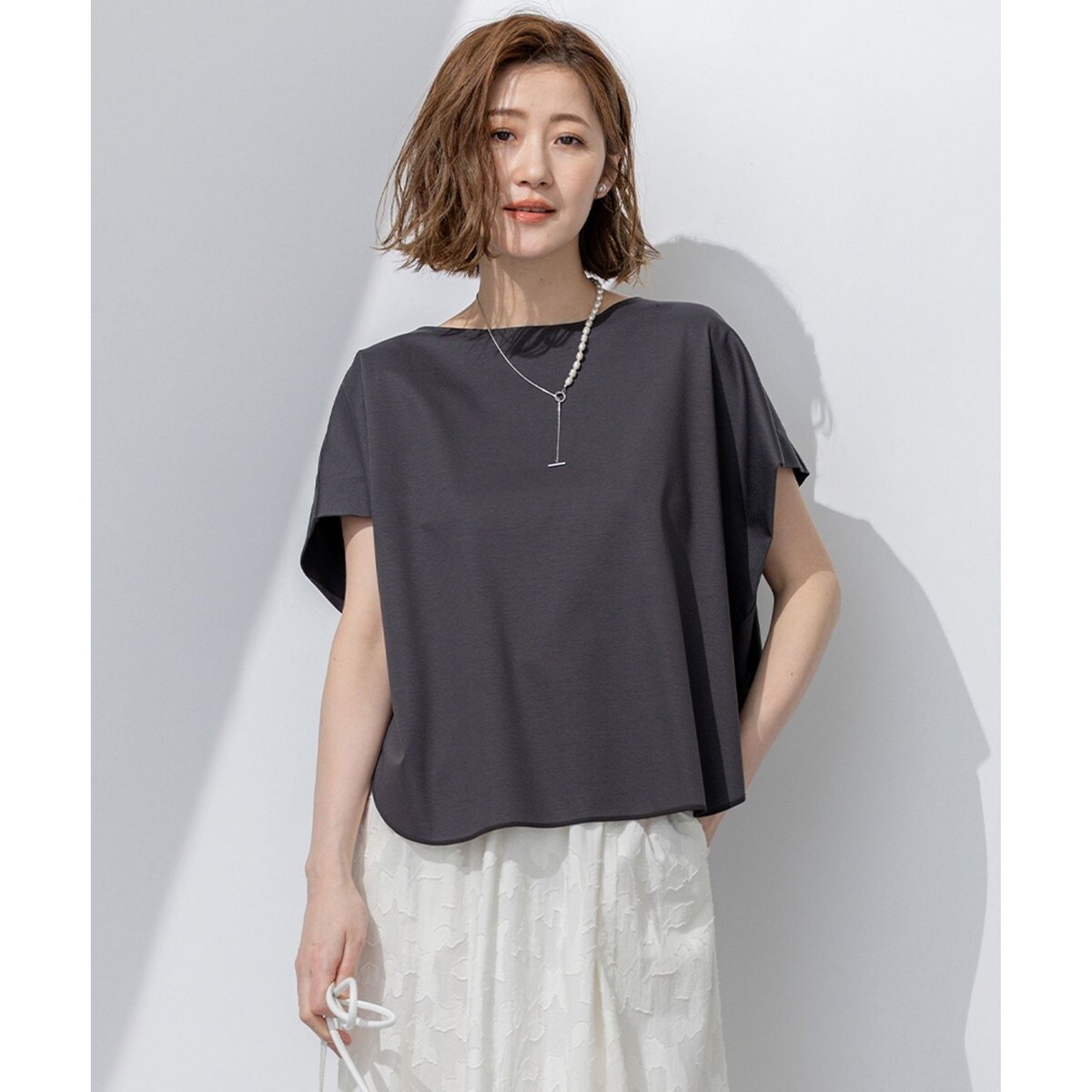 今期　スムースデザイン フレア Tシャツ GLOW6月号掲載/汗じみ防止】スムースデザイン フレア Tシャツ