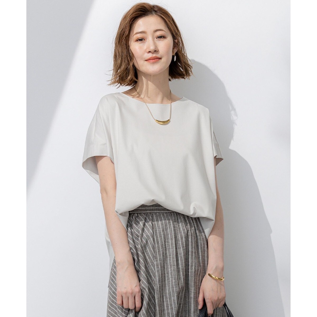 今期　スムースデザイン フレア Tシャツ GLOW6月号掲載/汗じみ防止】スムースデザイン フレア Tシャツ
