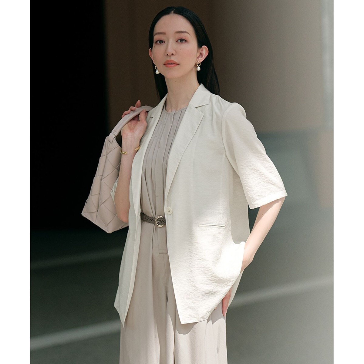 Oggi6月号掲載　23区　シアータンブラー ハーフスリーブ ジャケット Oggi6月号掲載/速乾性/接触冷感】シアータンブラー ハーフスリーブ