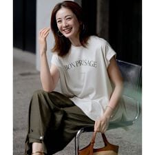 【接触冷感/洗える】BON-PRESAGE ロゴ フレンチスリーブ Tシャツ