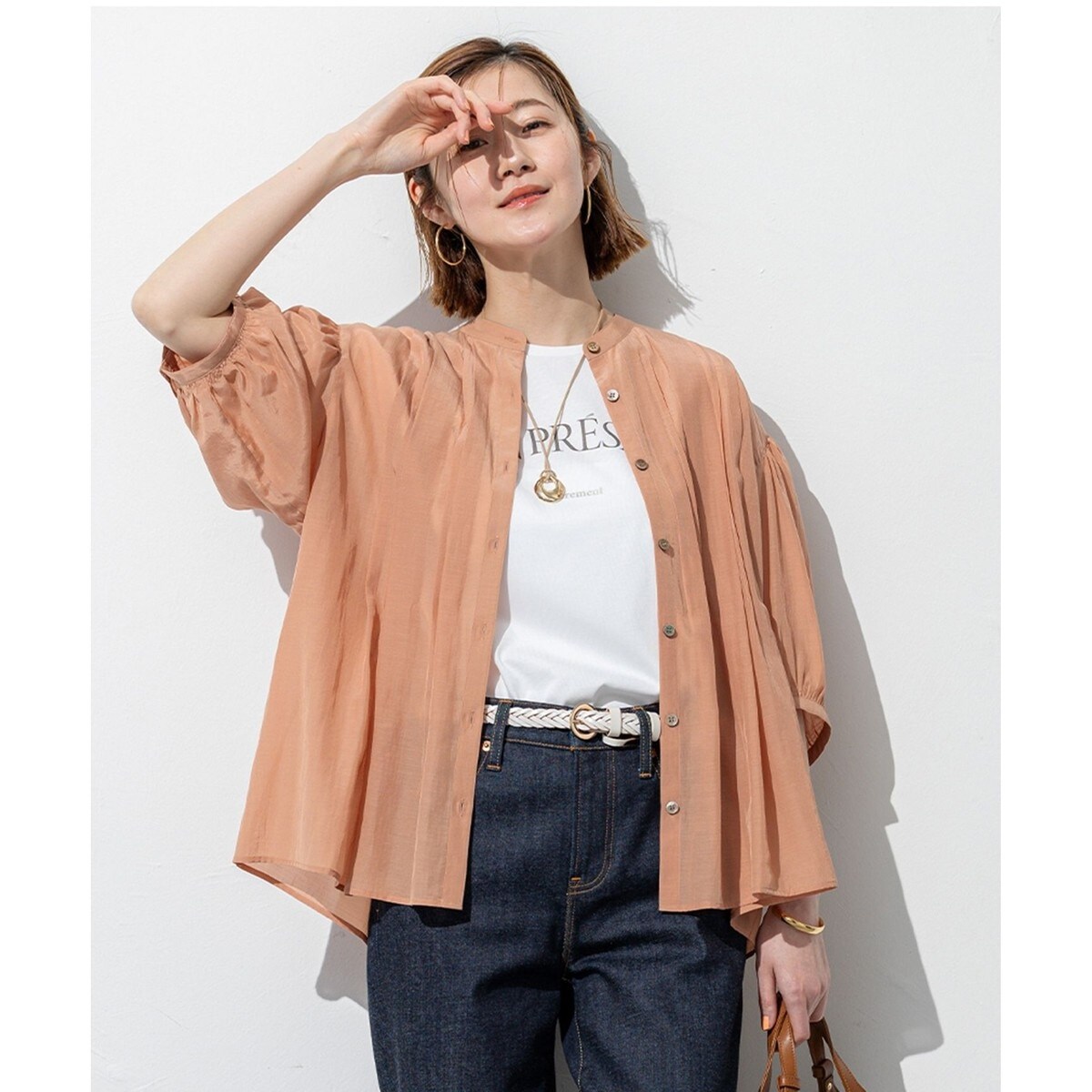 接触冷感/UVカット】ドライスラブストレッチ スキッパー