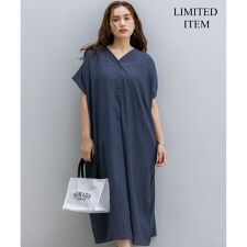 【Lサイズ限定/接触冷感/速乾性/洗える】エアリーブライトローン Vネックワンピース