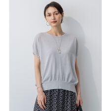 【洗える】クリスピーシアールレックス ギャザースリーブ ラメ ニット