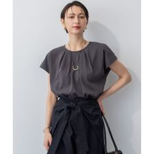 【接触冷感/洗える】ツイストコットンプレーティング タックデザイン カットソー