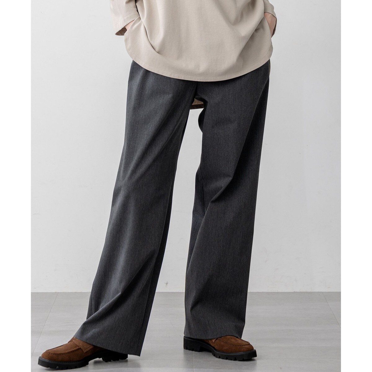 23区　今季25SS ストレッチ　ドロストイージーパンツ　黒　34 未使用 撥水加工/洗える】ドライ2WAYストレッチ ドロスト ワイド パンツ | 23