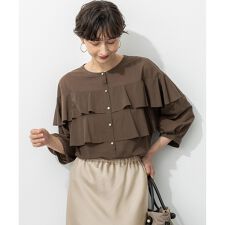 Oggi9月号掲載/洗える】クリアトリコットジャージー フリルデザイン 