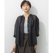 【洗える】シアービエラ タックデザイン ブラウス